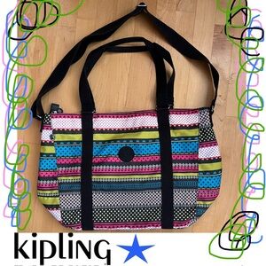 🎨ADARA Multicolored Stripes Polka Dots Medium Tote Shoulder Bag by Kipling